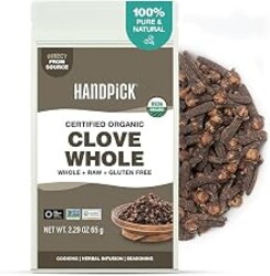 HANDPICK Organic Cloves Whole (2.3oz, 65g) Premium Cloves from South India | Packed in a Resealable Zip Lock Pouch | Perfect for Cooking, Smoothies, Pomander Balls & Tea (Packaging may vary)