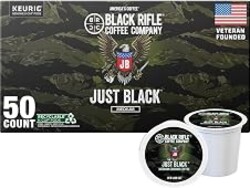 Black Rifle Coffee Company Just Black, 50 Count, Medium Roast K Cups - Single Serve K Cups Coffee Pods - Kcup Pods Compatible with all Keurig machines - Made from Arabica Beans