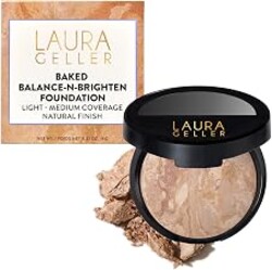 LAURA GELLER NEW YORK Award-Winning Baked Balance-n-Brighten Color Correcting Powder Foundation – Handmade in Italy – Buildable Coverage, Matte Finish – For Mature & Sensitive Skin – 02 Fair