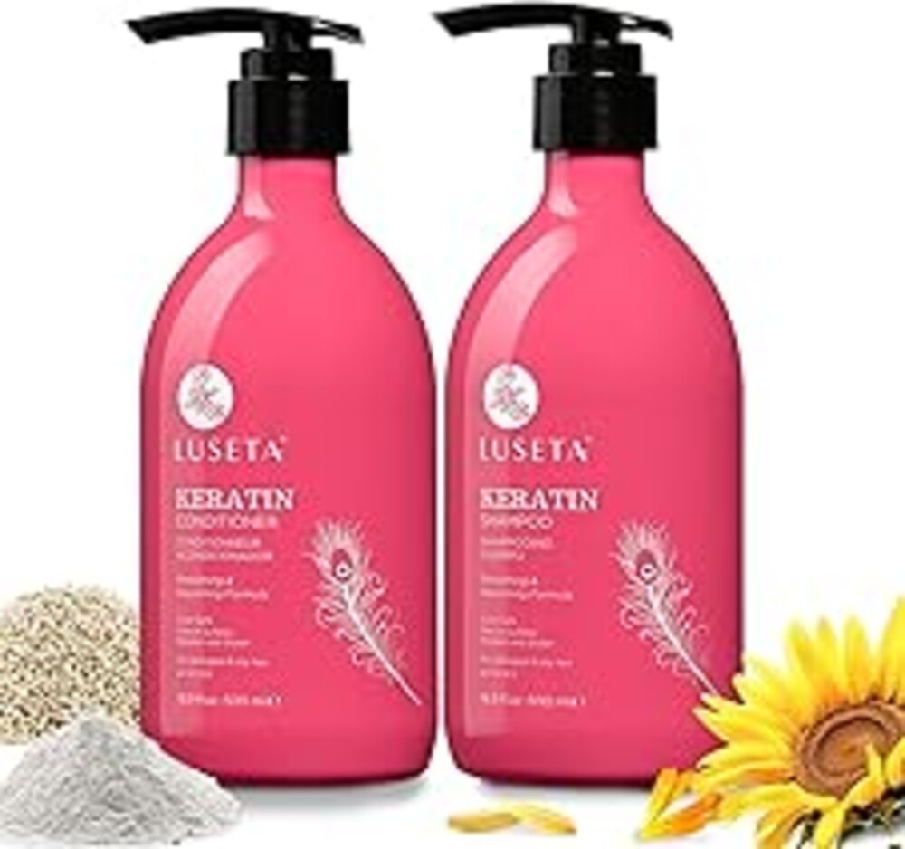 Luseta Keratin Shampoo and Conditioner for Color Treated Damaged & Dry Hair, Keratin Hair Treatment for Smoothing, Nourishing & Strengthening, Color Safe, Free of Sulfates and Gluten 2 X 16.9Oz