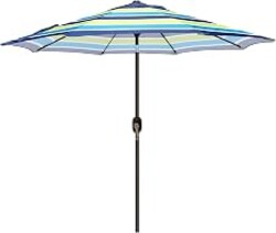 Blissun 9' Outdoor Patio Umbrella, Outdoor Table Umbrella, Yard Umbrella, Market Umbrella with 8 Sturdy Ribs, Push Button Tilt and Crank