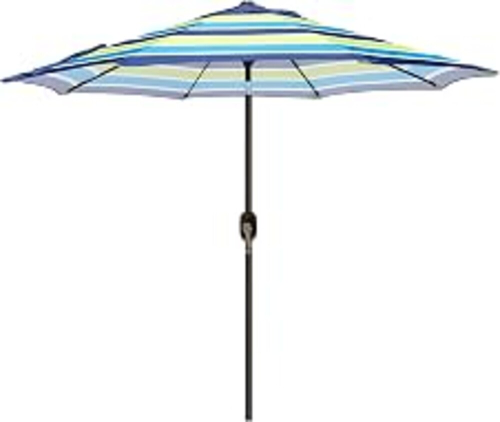 Blissun 9' Outdoor Patio Umbrella, Outdoor Table Umbrella, Yard Umbrella, Market Umbrella with 8 Sturdy Ribs, Push Button Tilt and Crank