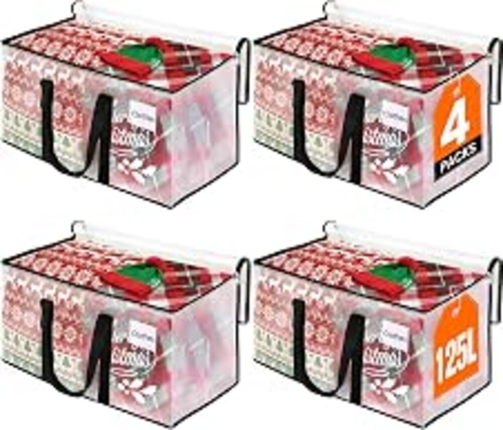 RoomHacks Clear Heavy Duty Extra Large Moving Bags, Reinforced Handle and Double Zipper Storage Bags, Packing Bags Alternative (4 Packs)