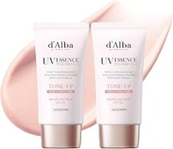 [2 ea] d'alba Piedmont Waterfull Tone-Up Sunscreen Serum BROAD SPECTRUM SPF 50 + Korean Sunscreen for Face, All Skin Tones (2 x 1.69 fl.oz.)