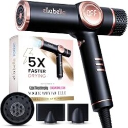 ELLA BELLA® Ionic Hair Dryer with Diffuser - Negative Ion Blow Dryer, Quiet | Professional-Grade Blow Dryer. Intelligent Heat Control & Rapid Drying, Lightweight, Low Noise, All Hair Types