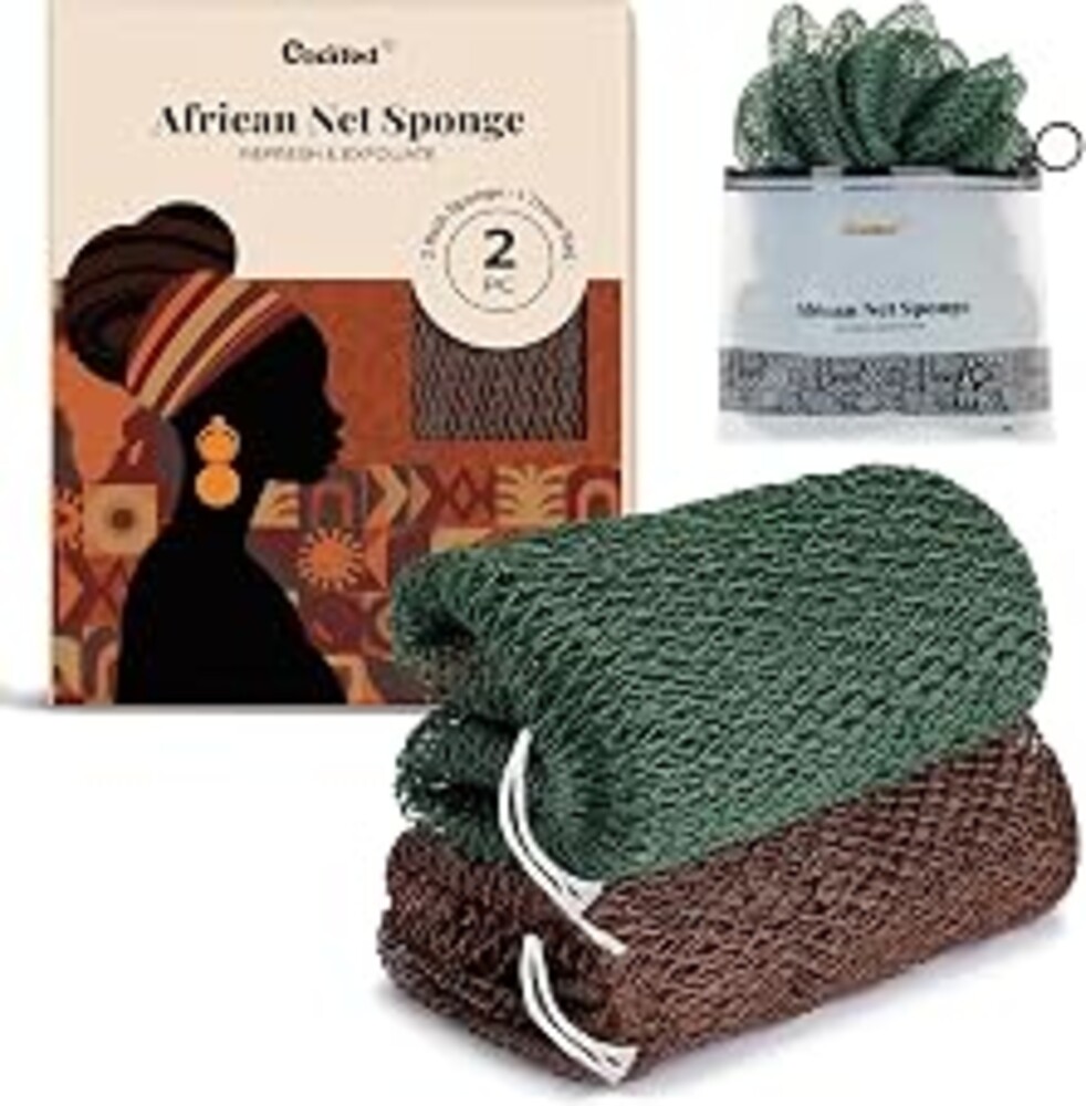 CORATED African Net Sponge Authentic, Shower Loofah Exfoliating Bath Sponge | Body Scrubber for Women and Men Daily Use Body Care, Travel Portable Bath Accessories Spa Gifts