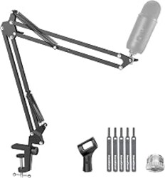 InnoGear Boom Arm Microphone Mic Stand for Blue Yeti Fifine HyperX, Black | Desk Mount, Desktop Stands, Adjustable Reach, Rotate Fully, Folds Away Compactly, for Gaming, Streaming or Recording