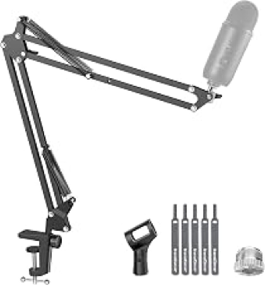 InnoGear Boom Arm Microphone Mic Stand for Blue Yeti Fifine HyperX, Black | Desk Mount, Desktop Stands, Adjustable Reach, Rotate Fully, Folds Away Compactly, for Gaming, Streaming or Recording
