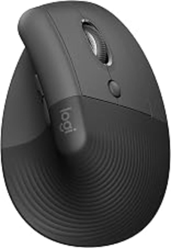 Logitech Lift Vertical Ergonomic Wireless Mouse - Graphite | Connect via Bluetooth or included Logi Bolt USB-A receiver, quiet clicks, 4 of 6 buttons customizable, Windows Mac compatible