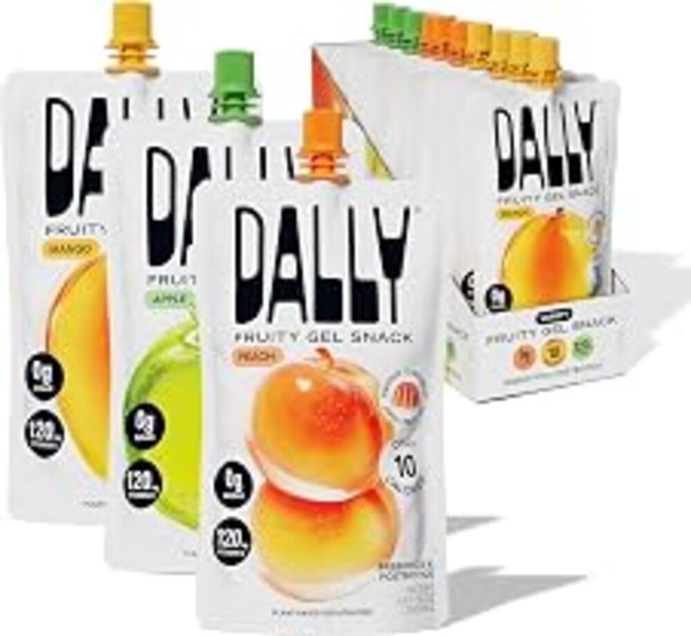 Dally Variety Pack [Mango, Peach & Apple] Drinkable Konjac Jelly 10 Pouches | 10-Calorie Keto, Gluten Free, Sugar Free Korean Fruit Snack | Prebiotics & Postbiotics for Skin, Immune, Weight Management