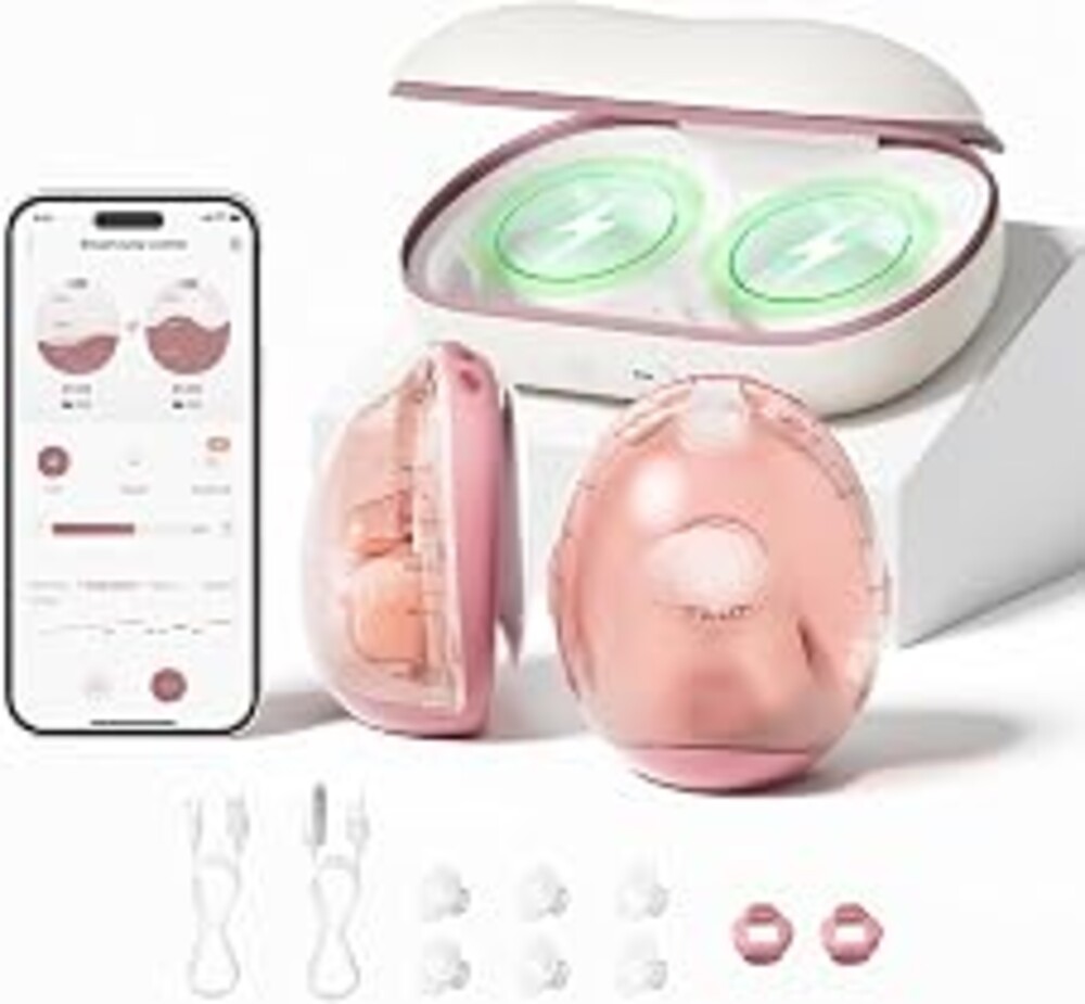Momcozy Air 1 Wearable Breast Pump,Ultra-Slim with Wireless Charging Case | Ultra-Slim Hands-Free,Top-View Visible, App Control, Auto Mode Switching, Milk Tracking & Full-Collector Alerts, 6oz