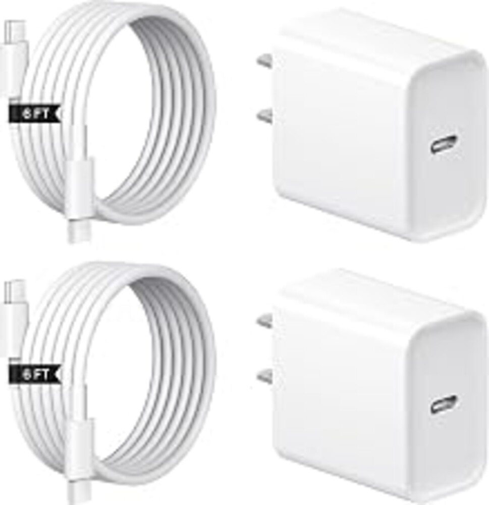 iPhone 17 16 15 Charger Fast Charging 2+2Pack USB C Charger with 6FT Cable | PD 20W Fast Charging for iPhone 17/17 Air/17 Pro/17 Pro Max/ iPhone 16/15 Series, iPad Pro/AirPods
