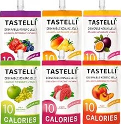 Tastelli Konjac Jelly Variety Pack (18 Count) with Collagen & Vitamin C | Sugar Free Gluten Free Low Calorie | Vegan Fruit Snack