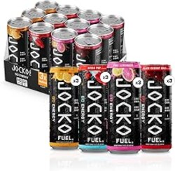 Jocko Fuel GO Energy Drinks, Variety Pack - 95mg Caffeine with Added Adaptogens, Vitamin B12 & B6, & L Theanine for Mood & Focus Support, No Sugar, 12 Pack - Packaging May Vary