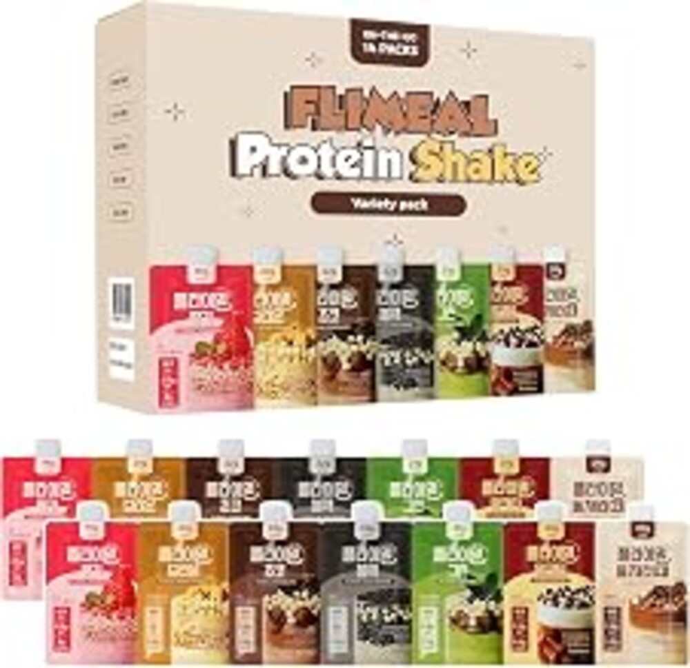 Flimeal Variety Pack Protein Shake, 20g+ Protein, Low Sugar, Keto-Friendly Meal Replacement Shake, With Crunchy Protein Balls (14 Servings, Variety)