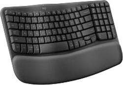 Logitech Wave Keys Wireless Ergonomic Keyboard - Graphite | Cushioned palm rest, comfortable natural typing, Easy-Switch, Bluetooth, Logi Bolt receiver, for multi-OS Windows/Mac