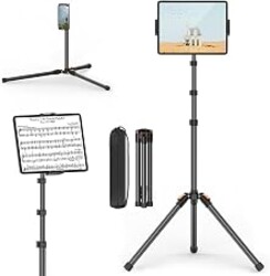 XXZU 72in Tablet Floor Stand Tripod, Aluminum Tablet Stand Holder for iPad | Height Adjustable Sheet Music Stand with 360° Ball Head,Phone Tripod for iPhone/Kindle,Tablet Tripod for All 4.7-13” Devices