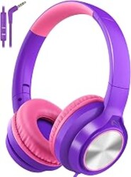 Voopwink Kids Headphones with Microphone, Wired Over Ear Headsets with Limited Volume 85dB/ 94dB for Boys Girls Teens Children Online School/Travel/iPad/Tablet/Cellphone