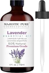 Majestic Pure Lavender Essential Oil for Diffuser - 4 Fl Oz | 100% Natural Essentials Oils Ideal for Relaxing Tense Mood, Eliminating Odor, Creating Peaceful Atmosphere for Sleep & Work