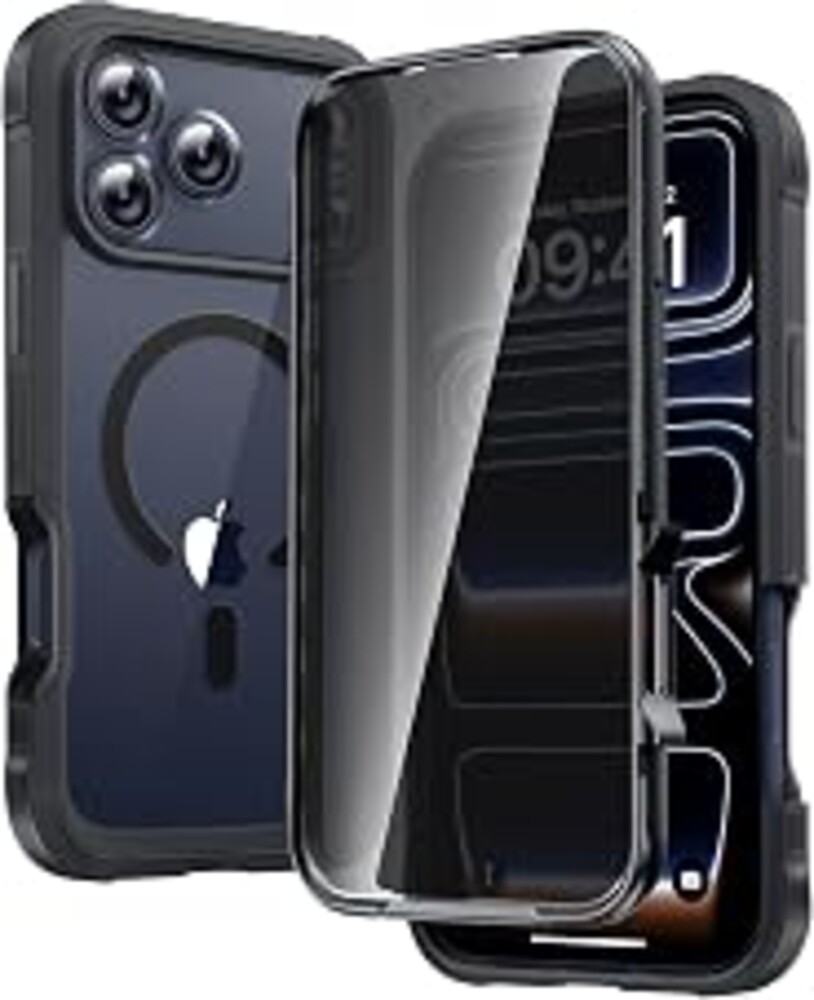 Diaclara Magnetic Designed for iPhone 17 Pro Max Case Full Body Bumper,[Compatible with MagSafe] Military Drop Proof Cover with Built-in Privacy Screen Protector,Black