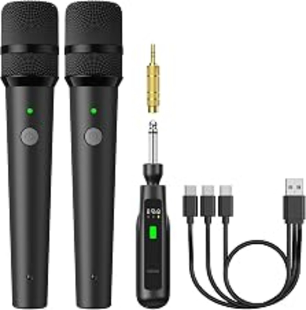 TONOR 2.4G Dual Wireless Microphones, Rechargeable Handheld Mic TW-220 | Cordless Microphones System with Receiver, Karaoke Mics for Singing, Home Party, Birthday, Church, Speech 50ft / 15 m Range