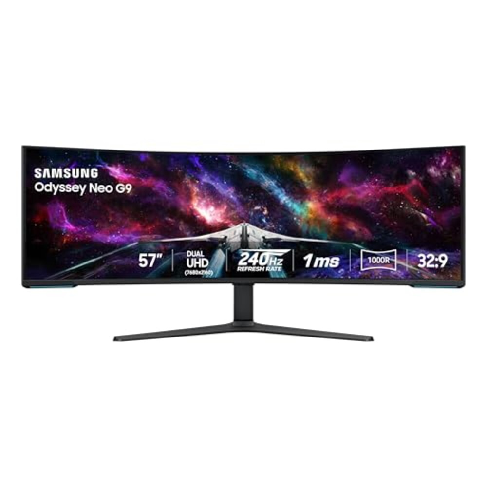 SAMSUNG 57" Odyssey Neo G9 (G95NC) Series Dual 4K UHD 1000R Curved Gaming Monitor, 240Hz, 1ms with DisplayPort 2.1, Quantum Mini-LED, DisplayHDR 1000, AMD FreeSync Premium Pro, LS57CG952NNXZA