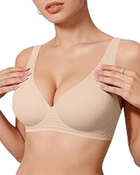 OEAK Womens Jelly Bras Wireless Deep V Bralette Comfy Push Up Tshirt Bras | Comfortable,support and lift,no underwire,bralettes,plunge,full coverage,invisible,balconette,minimizer,no show,soft