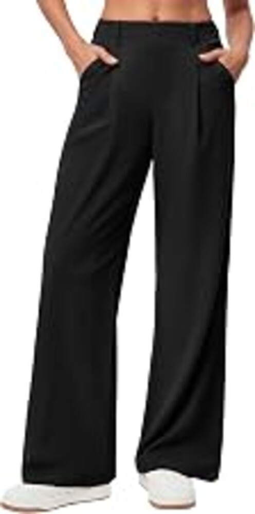 Ewedoos Wide Leg Dress Work Pants for Women Business Casual Office Outfits | Stretchy Pull on Slacks Trousers, Wrinkle-Resistant, 2 Side Pockets, Comfy for All-Day Wear, Business Casual, Travel,Teacher