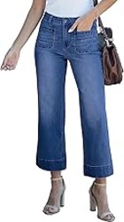 luvamia Wide Leg Jeans for Women Trendy High Waisted Crop Flare Jeans Pants | Cropped Baggy Jeans, High Rise, 26 Inch Inseam, Front Patch Pockets, Stretchy Denim Pants, Country Concert Outfits for Women