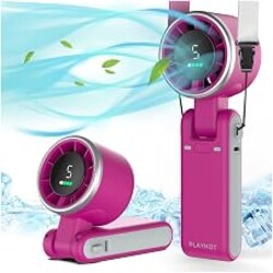 PlayHot Portable Handheld Turbo Fan, 5-Speed Personal Fan, USB-C Rechargeable Fan Up to 12 Hours, 3 IN 1 Hand Fan with Air Turbo Tech Cooling, Travel Fan for Cruise, Beach, Gifts for Women (Magenta)