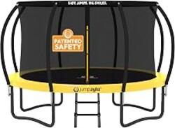 Jumpzylla Outdoor Trampoline with Net for Kids 8FT 10FT 12FT 14FT 15FT 16FT | ASTM-compliant trampoline with enclosure, non-slip ladder, rust-resistant galvanized steel frame, 8FT-16FT for kids & adults