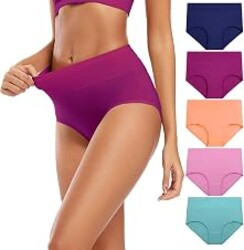 Molasus Women's Cotton Underwear High Waisted Full Coverage Ladies Panties (Regular & Plus Size)