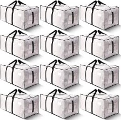 HOMESURE Supports 200lbs Heavy Duty Moving Bags - Strong Zipper & Wrap-Around Handles - Water-Resistant Storage Totes, Durable Alternative to Moving Boxes - 12 Pack - Semi-Transparent