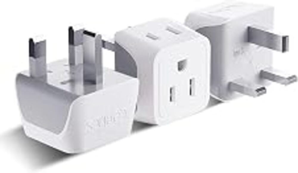 Ceptics UK Travel Plug Adapter, 2 in 1 Type G Adapter, US to UK Adapter, Ireland, Dubai Travel Adapter with Dual USA Inputs, CE, RoHS - HK Outlet Adapter, 3 Pack | Type G Adapter for Travel, US to UK Plug Adapter with 2 USA Outlet, UK Travel Adapter, CE & RoHS Certified for Hong Kong