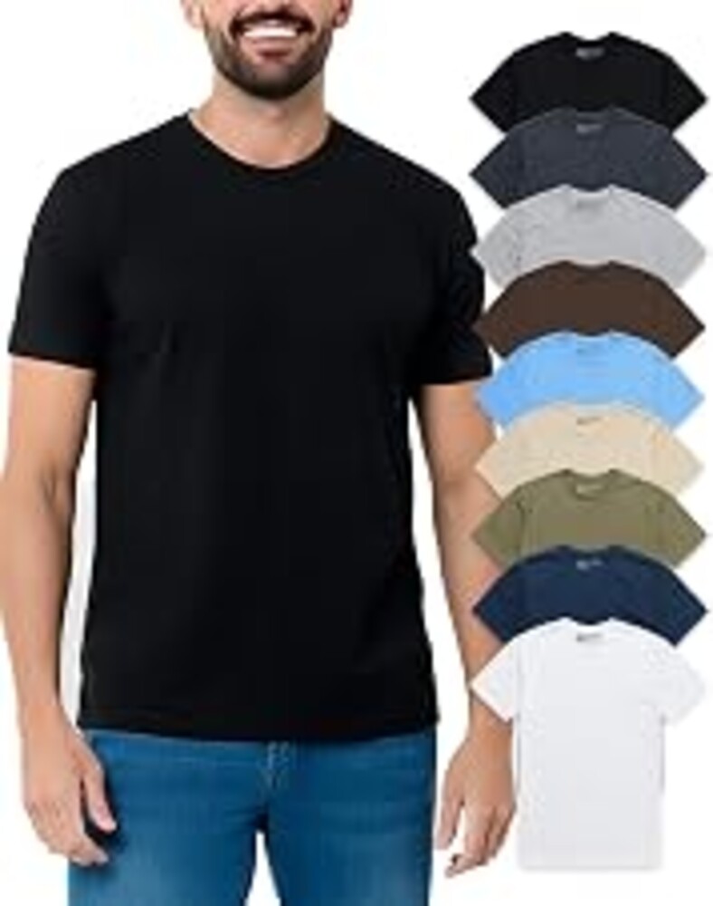 Mens T Shirts Soft Cotton Crew Neck Athletic Fit Casual Tees S-4XL | Soft cotton blend casual tee shirts with 4-way stretch - tag-free athletic fit for gym, work & casual wear. A go-to gift.