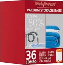 Vacuum Seal Bags for Clothing Travel & Home Storage, travel vacuum bags with pump, Store Blankets, Comforters, Pillows, Seasonal Clothes Compactly,36 Pack With Electric Pump