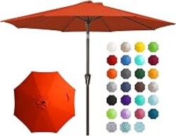 JEAREY 9FT Outdoor Patio Umbrella Outdoor Table Umbrella with Push Button Tilt and Crank, Market Umbrella 8 Sturdy Ribs UV Protection Waterproof for Garden, Deck, Backyard, Pool (Orange)