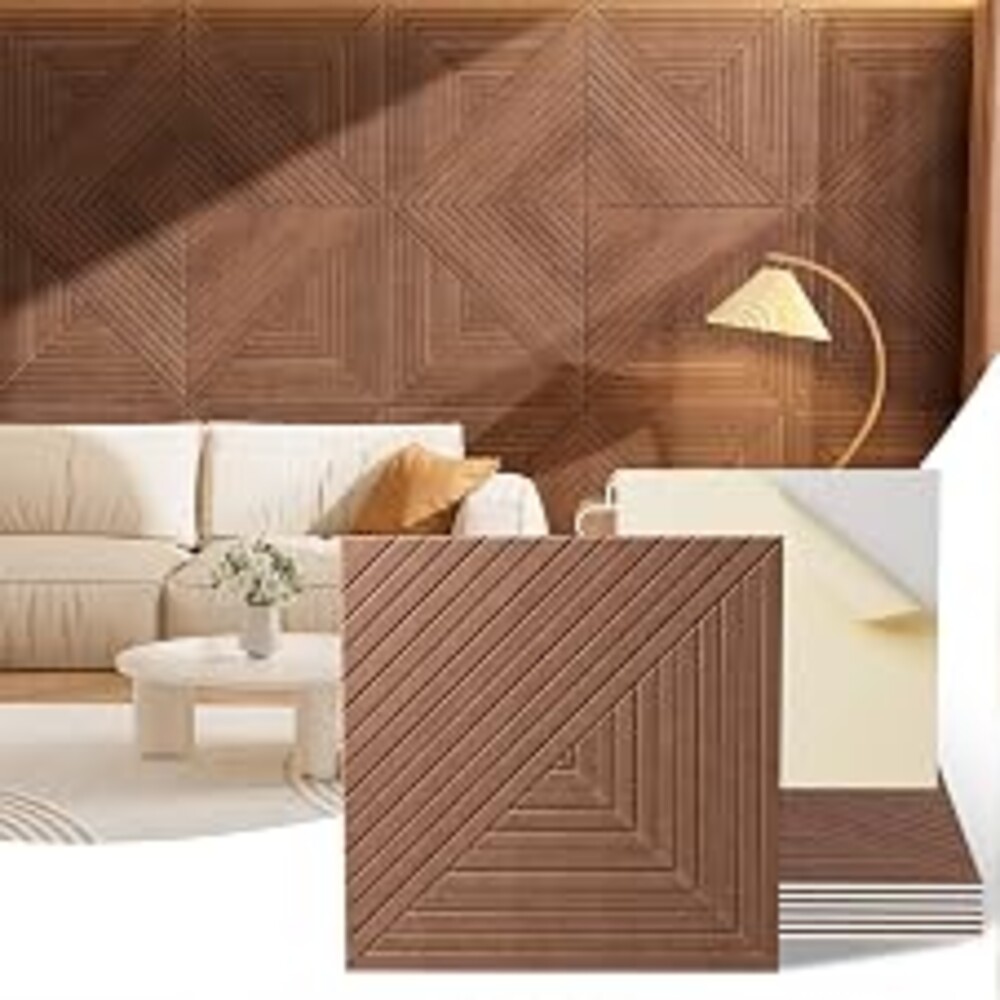 Acoustic Wall Panels, 6 Piece 23.62" X 23.62" Peel and Stick Wall Panels | High-Density Polyester Fiber Self Adhesive Soundproofing for Interior Wall Décor, Elysian Step Vortex