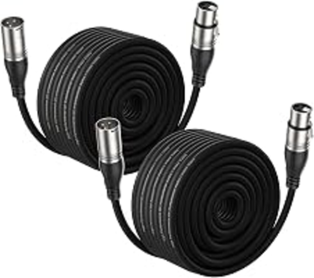 XLR Cable 100ft 2 Packs Microphone Cable with 3-Pin XLR Male to Female | Balanced, Professional Shielded, for Mic, Mixer, Speaker Systems, Radio Station and Podcast, Black