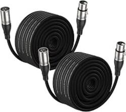 XLR Cable 100ft 2 Packs Microphone Cable with 3-Pin XLR Male to Female | Balanced, Professional Shielded, for Mic, Mixer, Speaker Systems, Radio Station and Podcast, Black