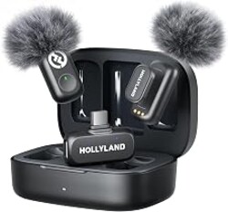 Hollyland Lark A1 (2TX+USB-C RX+Charging Case) Wireless Magnetic Microphone | Detail-Rich Studio Audio, 3-Lv Noise Cancel, EQ&Reverb, Mini Lavalier Mic for iPhone/iPad/Android YouTube TikTok Podcast Vlog