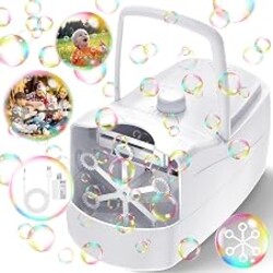 Bubble Machine for Kids, Bubble Blower for Parties and Weddings (White) | High-Output 18,000 Bubbles Per Min, 2 Output Levels, Battery Operated or Plug in, for Outdoor/Indoor Party or Wedding Event