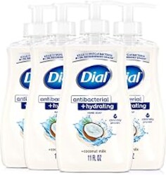 Dial Antibacterial Plus Hydrating Coconut Milk Liquid Hand Soap, 11oz (Pack of 4)