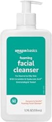 Amazon Basics Foaming Facial Cleanser with Ceramides & Hyaluronic Acid, Gentle Daily Face Wash, Non-Comedogenic, Fragrance-Free, 12 fl oz