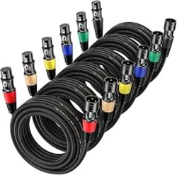 EBXYA 25ft XLR Cables 6-Pack - Male to Female Microphone Cable | with Balanced Shielded Speaker Cable for Mic, Mixer, Speaker Systems, Radio Station and Podcast