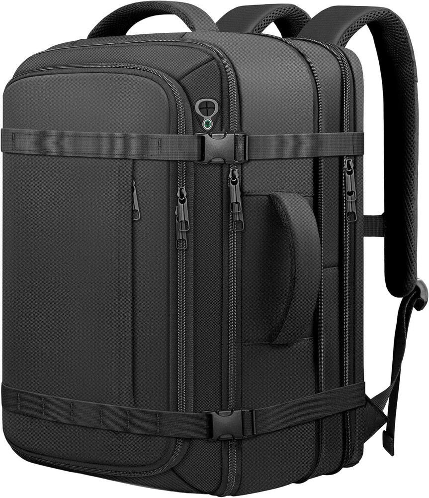 Travel Backpack with LifetimeWarranty,Expandable Carry on Backpack,Black | with Cable Access Port,Fits 17.3"Laptop Notebook,Water Resistant Weekender Backpack Business Trips,Daily Travel