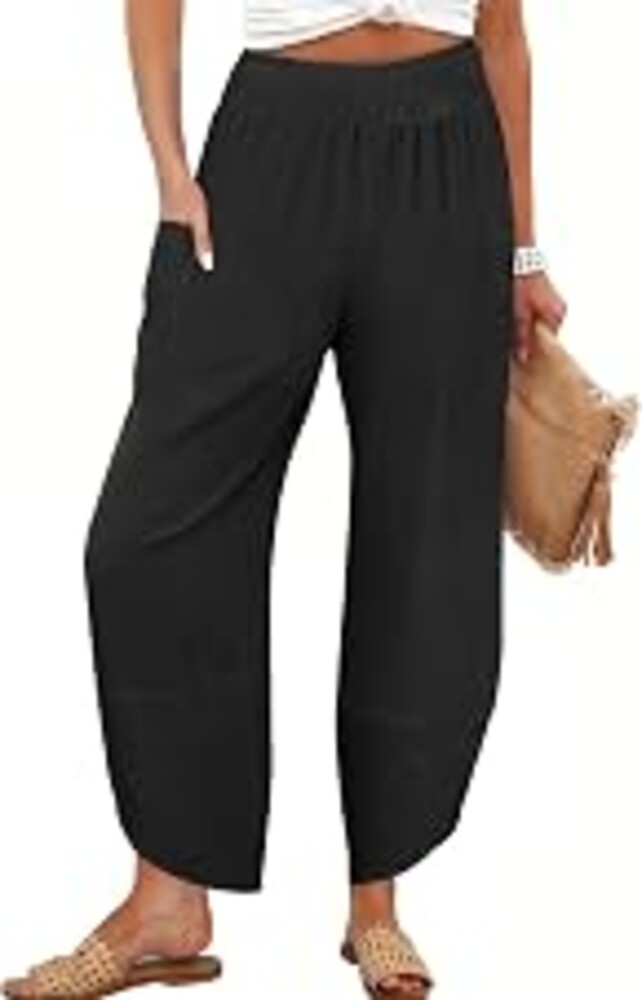 ANRABESS Womens Wide Leg Palazzo Capri Pants 2026 Summer Casual High Waisted Barrel Lounge Flowy Cropped Beach Work Trousers