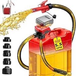 5.5 GPM Cordless Fuel Transfer Pump with Auto Shut-Off & Beep Alert, 57"Hose & 5Adapters, Compatible with DeWalt 20V & Milwaukee 18V Batteries, Portable Gas Can Pump for Gasoline andDiesel (Bare Tool)