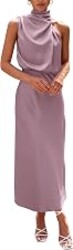 PRETTYGARDEN Women's Summer Satin Maxi Cocktail Dress | Silk Fabric,Sleeveless Mock Neck,Fit and Flare,Asymmetrical Long Dresses,Elegant Formal,Wedding Guest Party,Cruise Outfits