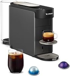 Nespresso Vertuo Up Coffee & Espresso Maker by De'Longhi, Grey | Graphite color coffee machine with 3 second start, 47 oz. multi-position water tank, iced coffee mode and app customization.